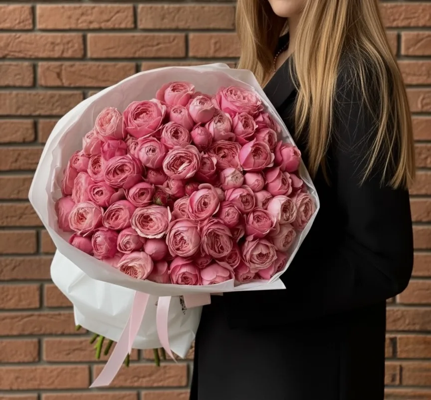 Monobukiet z róż w kształcie piwonii “Silva Pink” (2)