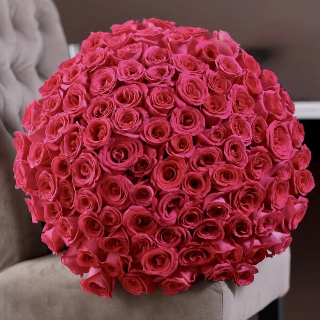 Монобукет з малинових одноголових троянд — folia.flowers, квіти у Варшаві