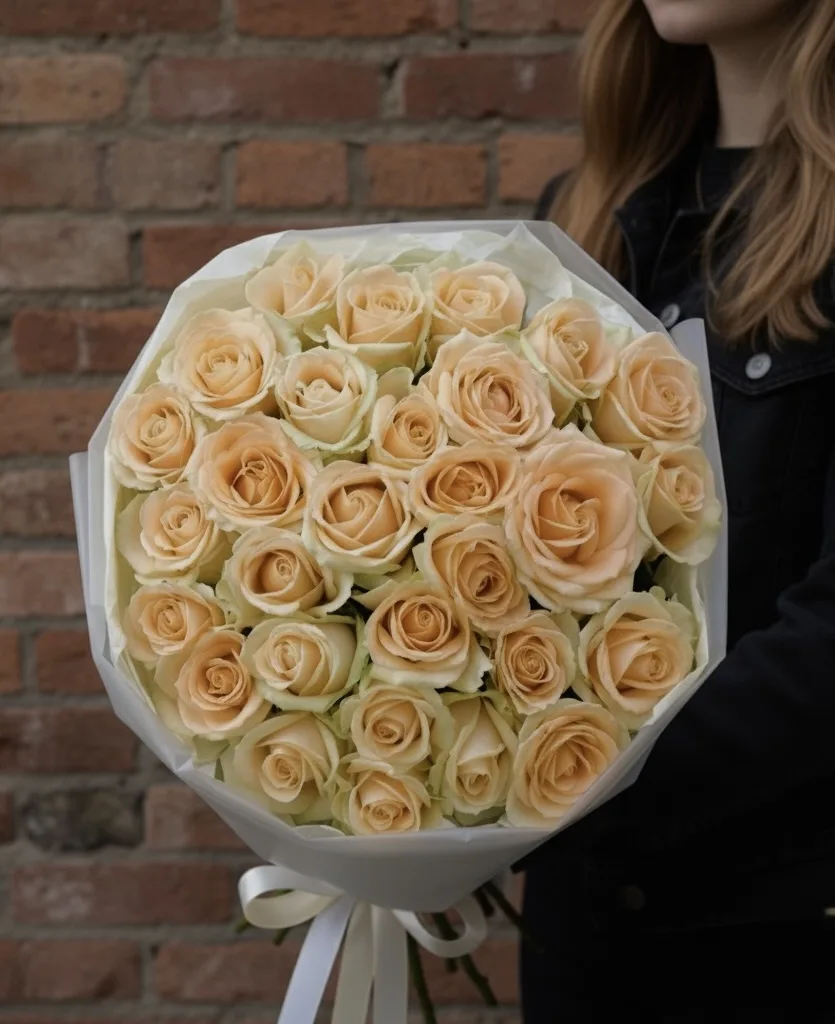 Монобукет з чайних троянд з одиночними голівками — folia.flowers, квіти у Варшаві